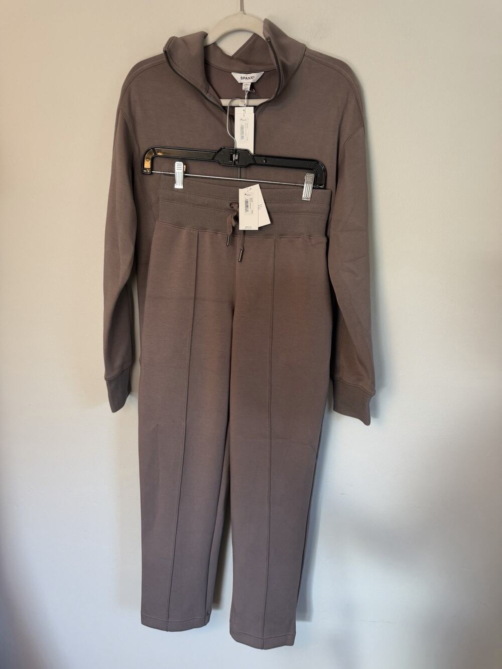 Spanx Sir Essentials Heavy air Half Zip Smoke & Tapered Pant XS NWT